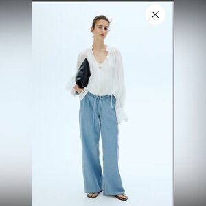 H&M Mama Denim Drawstring Pants. Size M. Light denim blue.